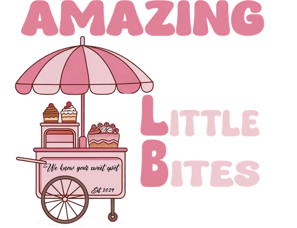 Amazing Little Bites logo — a pink dessert cart with an umbrella